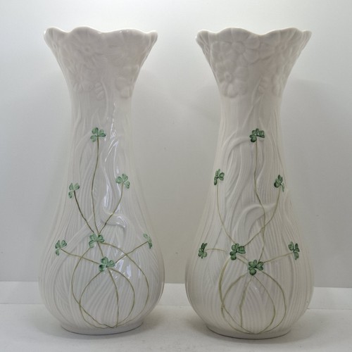 Belleek daisy vase pair - belleek,