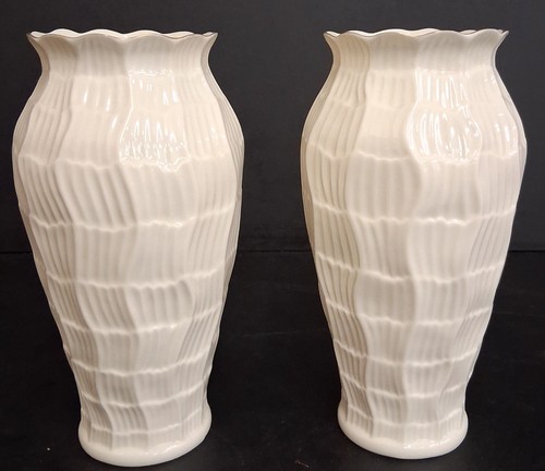 Pair belleek lagan vases - belleek,