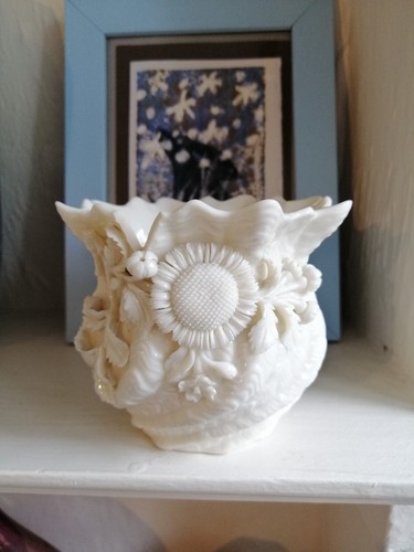 Belleek china vase encrusted - belleek,