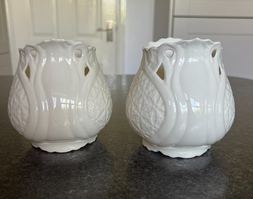 Pair belleek vases - belleek,