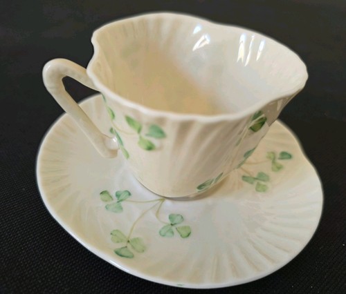 Belleek teacup and - belleek, saucer