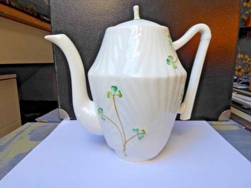 Belleek harp coffee pot - belleek,