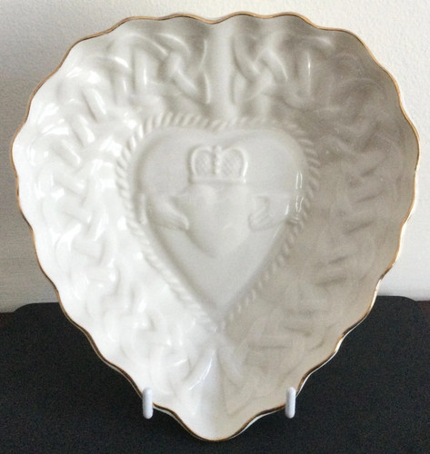 Belleek claddagh heart - belleek, heart-shaped