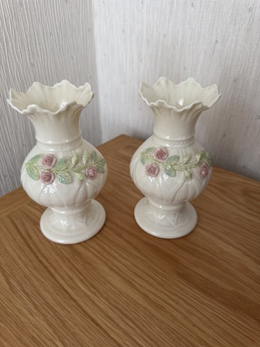 Belleek pair vases - belleek,